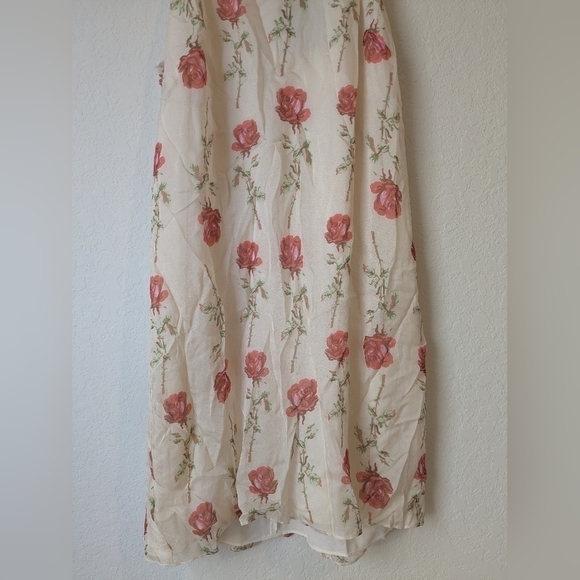 Black Iris Red Rose 100% Silk Sleeveless Mini Slip Dress Evening Romantic Date - Picture 5 of 12